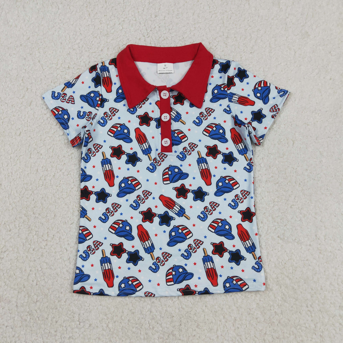 Sibling Baby Boys Short Sleeve 4th of July Button Polo Shirts Top