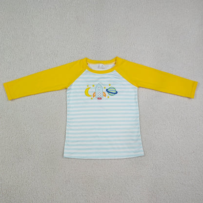 Sibling Baby Boys Embroidery Moons Rocket Earth Shirts Pant Clothes Set Rompers