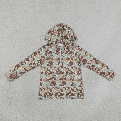 Sibling Baby Boys Long Sleeve Southern Camo Zip Pockets Hoodies Tops