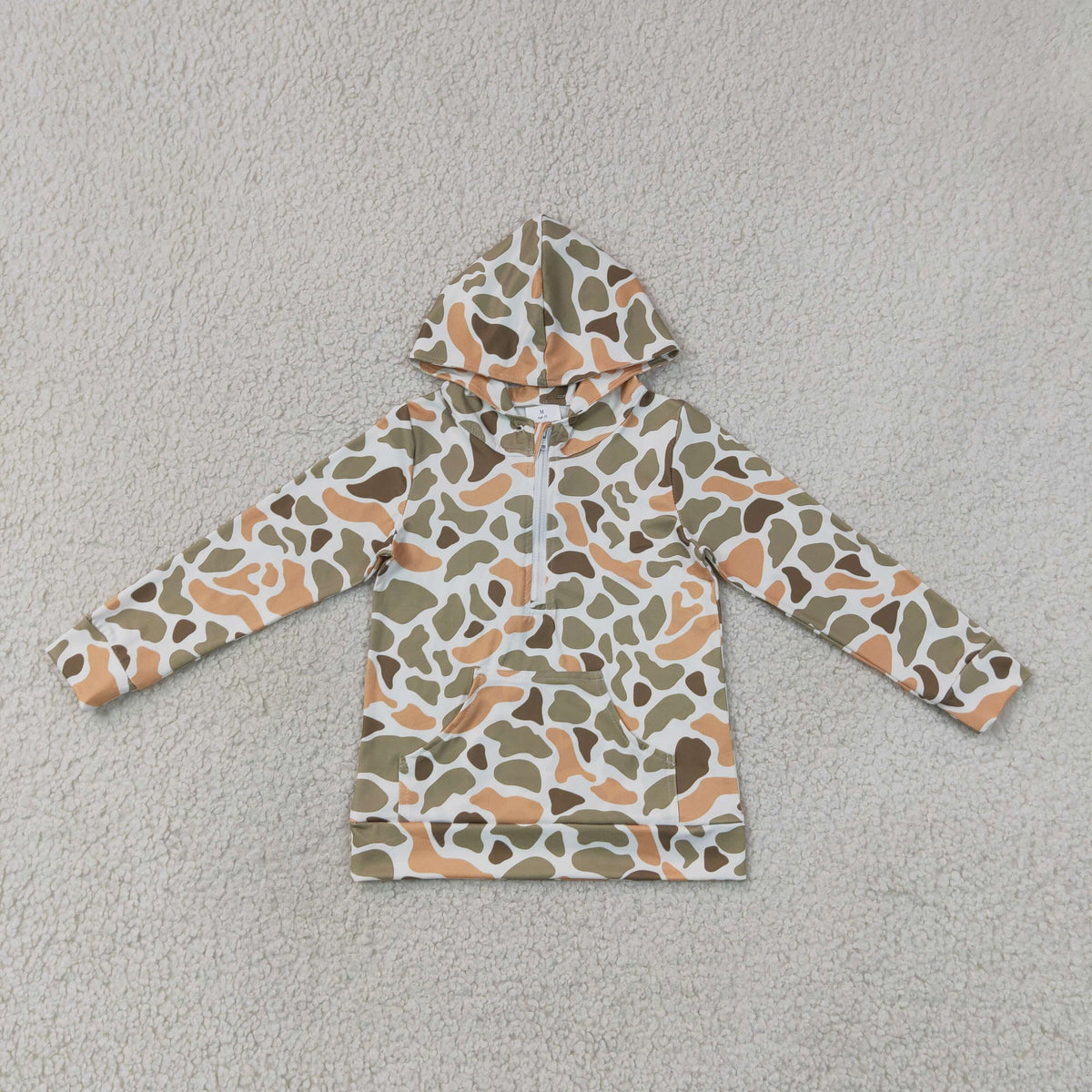 Mama and Me Boys Long Sleeve Yellow Camo Zip Pocket Hoodies Top