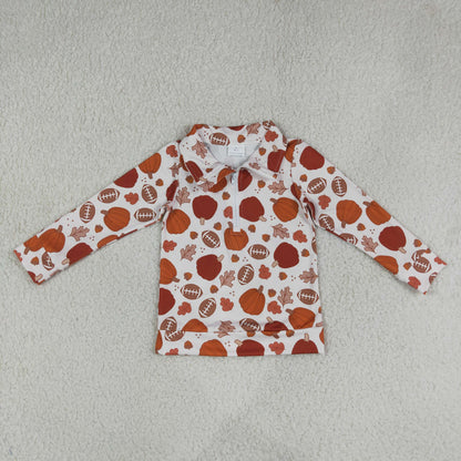 Sibling Baby Boys Pumpkins Footballs Fall Jogger Clothes Set Zip Pullover Rompers