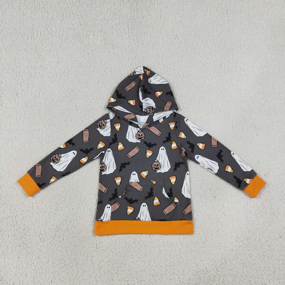 Sibling Baby Boys Orange Button Top Bats Ghosts Pant Halloween Clothes Set Hoodie Top