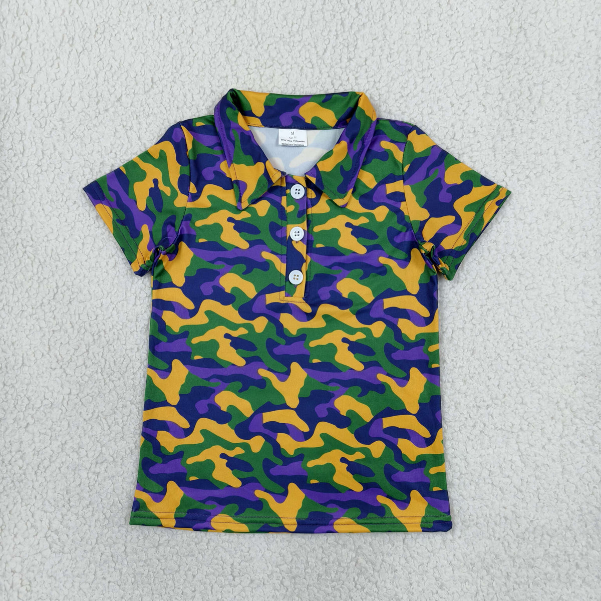 Sibling Baby Boys Short Sleeve Mardigras Button Polo Shirts Top