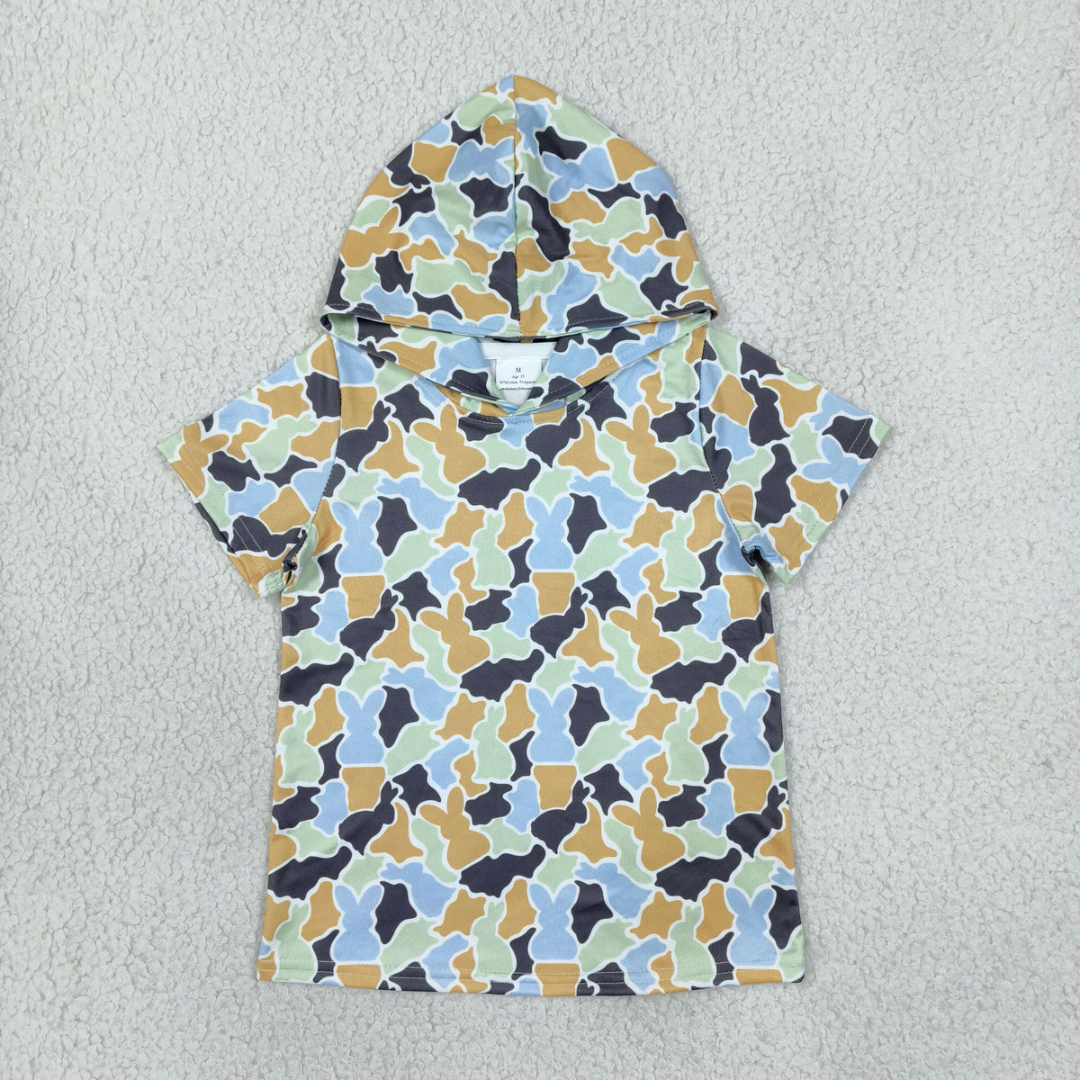 Sibling Baby Boys Girls Short Sleeve Southern Easter Rabbits Camo Hoodies Top