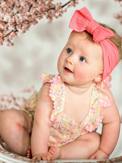 Floral Girls Smocked Ruffle Romper