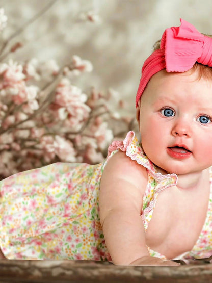 Floral Girls Smocked Ruffle Romper