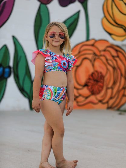 "Colorful Pattern" Girls' Boutique Swimsuit