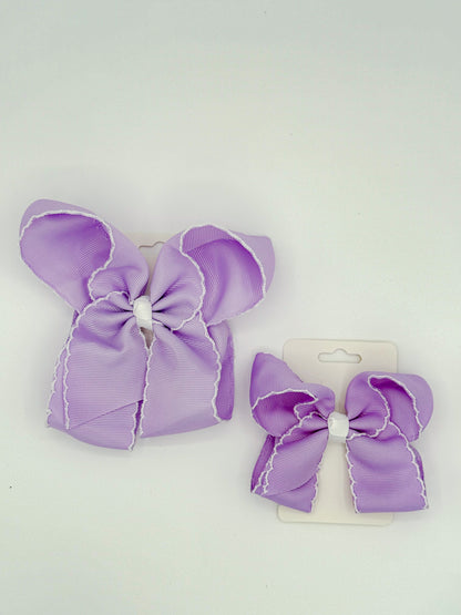 White Lace Trim Hair Bows