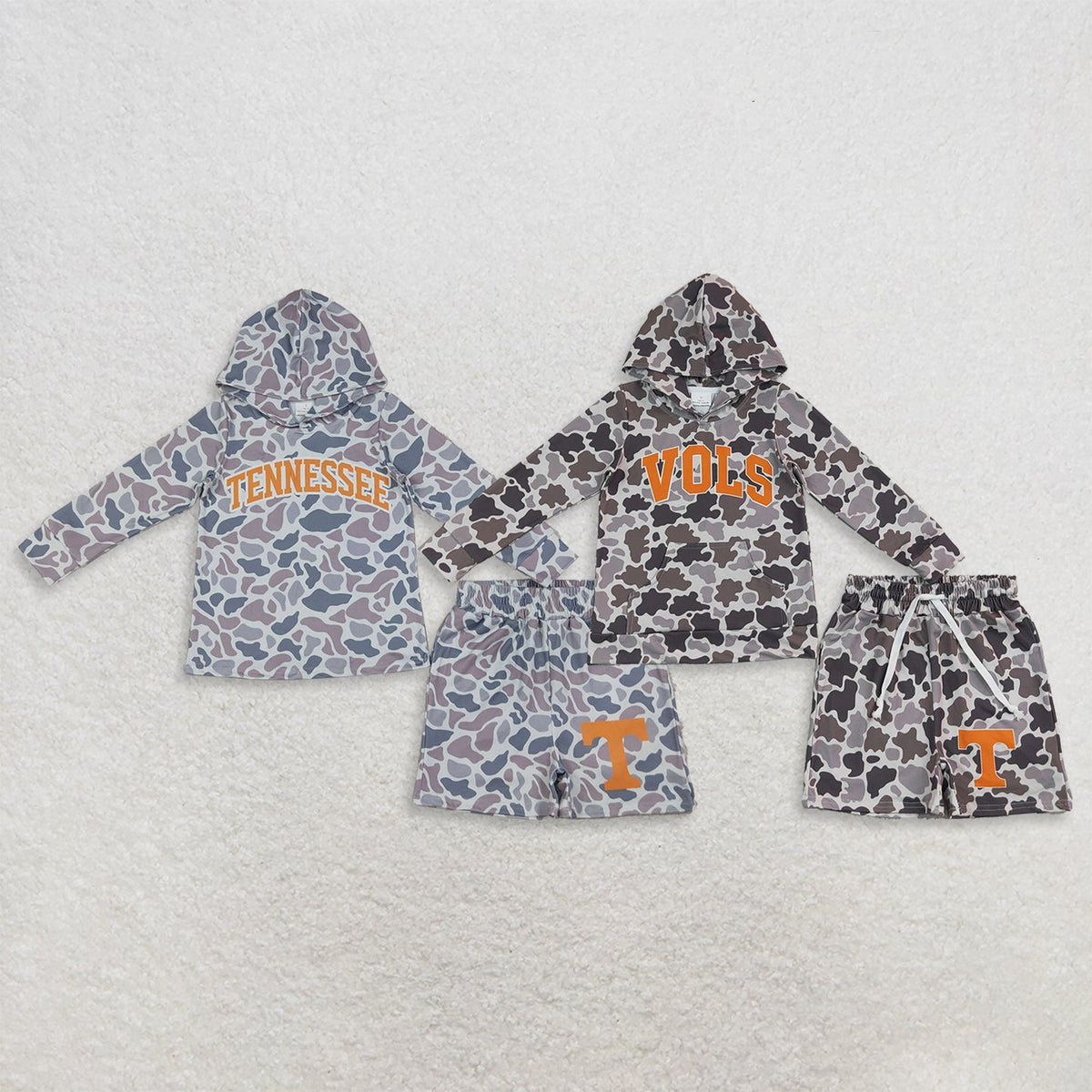 Sibling Baby Boys Camo Tennessee Vols Hoodie Pockets Short Team Clothes Sets