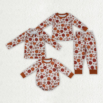 Sibling Baby Boys Pumpkins Footballs Fall Jogger Clothes Set Zip Pullover Rompers