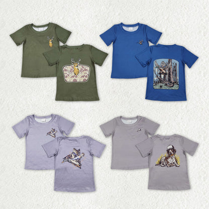 Sibling Baby Boys Short Sleeves Camo Deer Ducks Dogs Hunting T-shirts Top