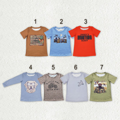 Sibling Baby Boys Long Short Sleeve Dogs Ducks Fishing Hunting T-shirts Tops