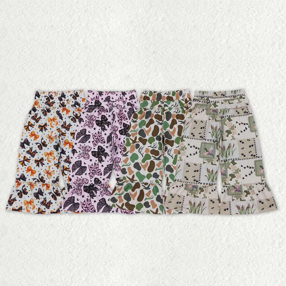 Sibling Baby Girls Bats Bows Camo Ducks Halloween Hunting Flare Pants Bottom