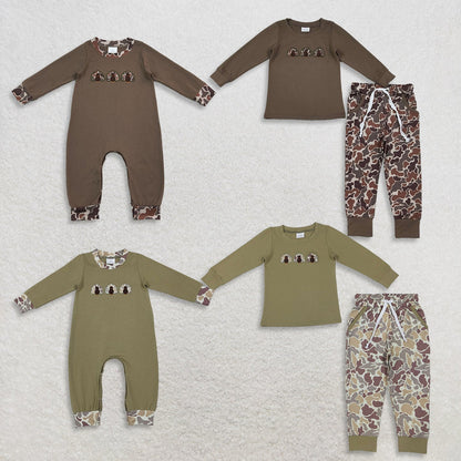 Sibling Baby Boys Embroidery Camo Turkey Pockets Joggers Clothes Set Rompers
