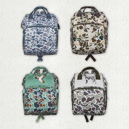 Sibling Baby Kids Embroidery Ducks Dogs Camo Mommy Diaper Backpacks Bags