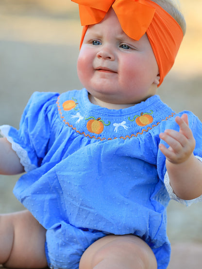 Halloween Thanksgiving Pumpkin Smocked Bubble Romper