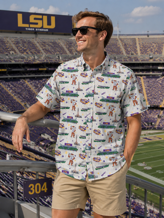 LSU Campus Button Down Shirt(officially licensed)