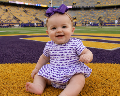 LSU Logo skirted bubble Romper (Officially Licensed)