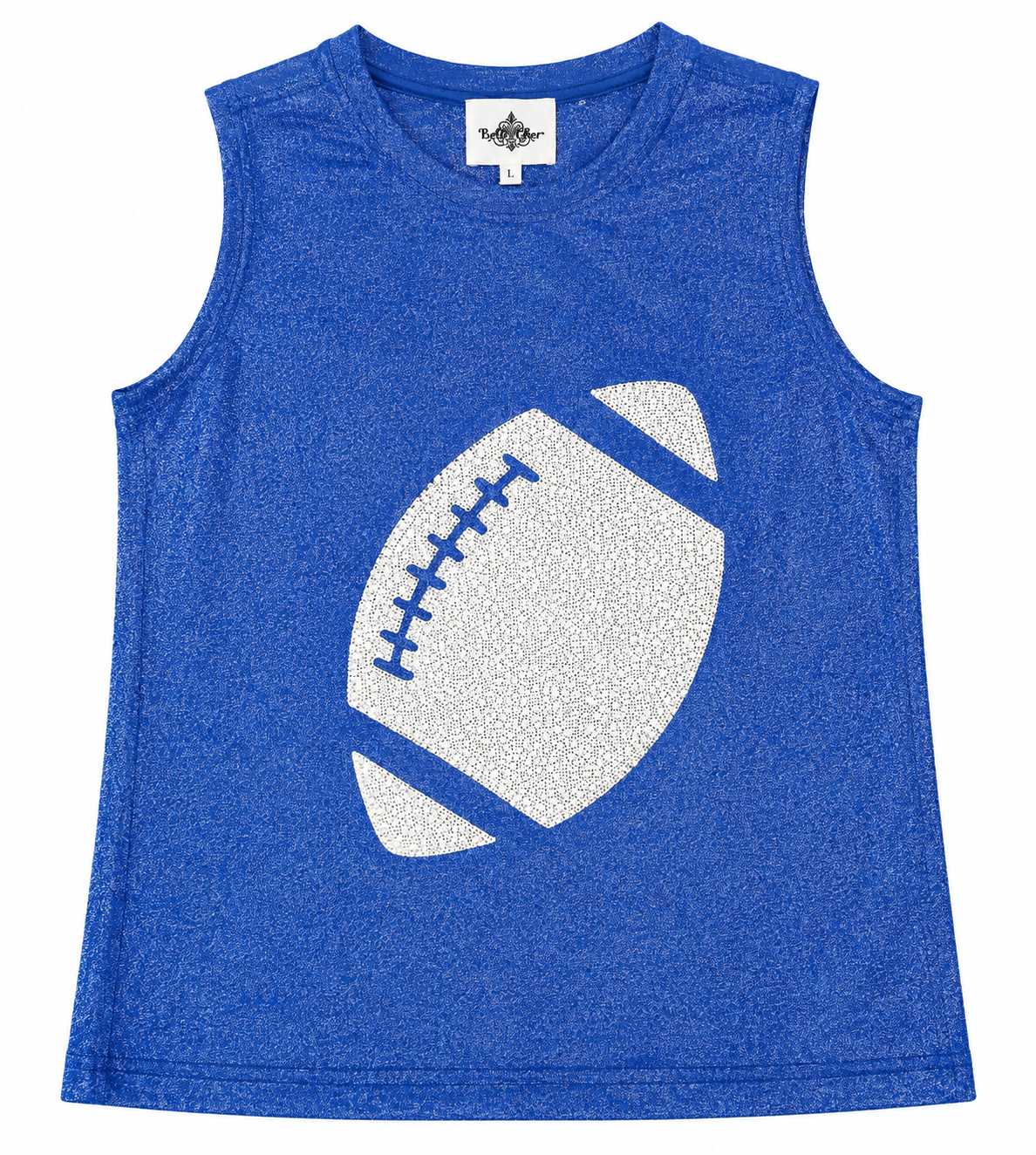 Women's Royal Blue Glitter Tank - Football