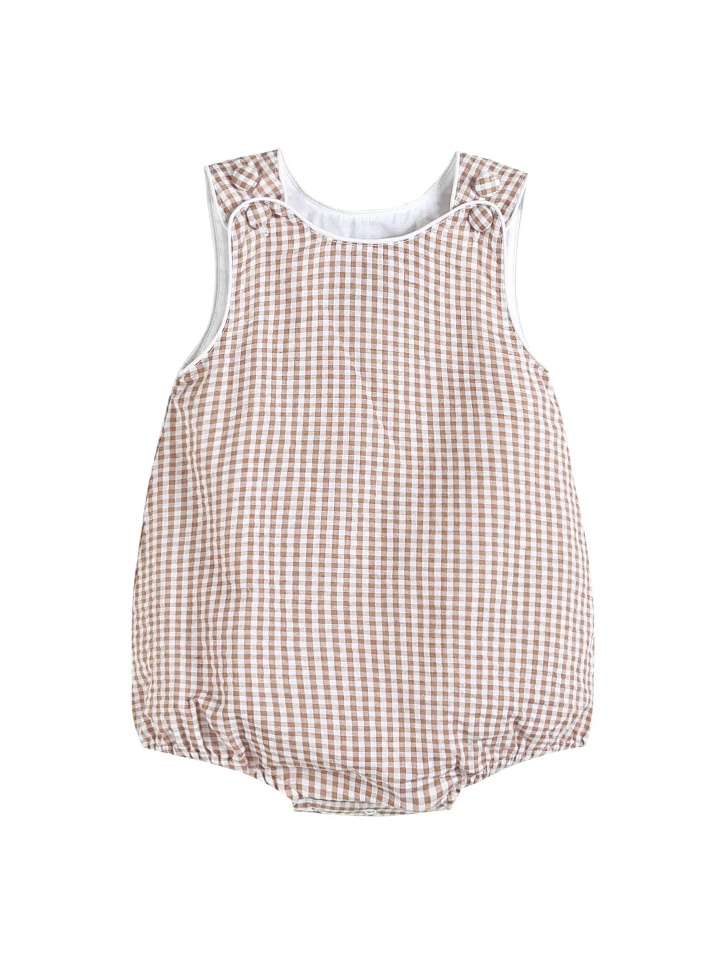 Classic Brown Gingham Baby Bubble Romper