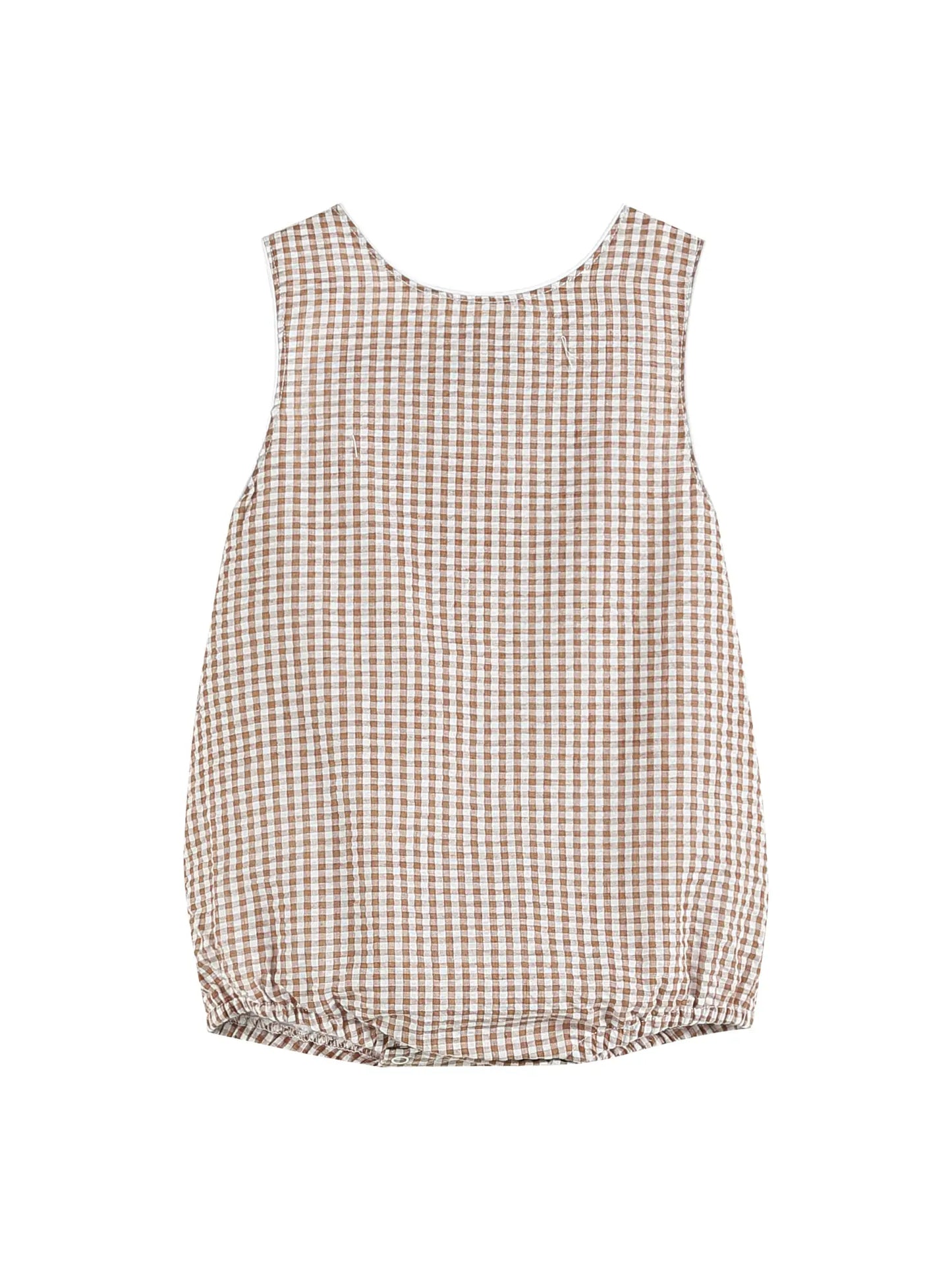 Classic Brown Gingham Baby Bubble Romper