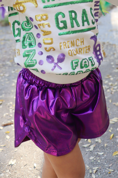 Kids' Metallic Shorts - Purple