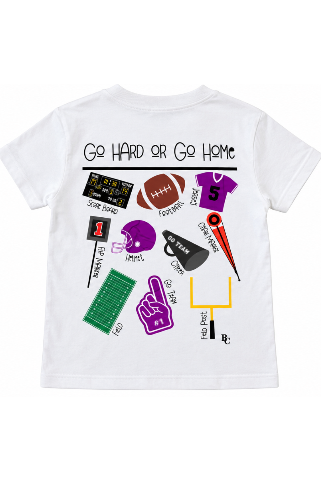 Kids' Go Hard Football Tee - Purple