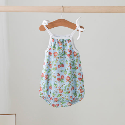 Strawberry Fields Organic Cotton Shoulder-Tie Onesie