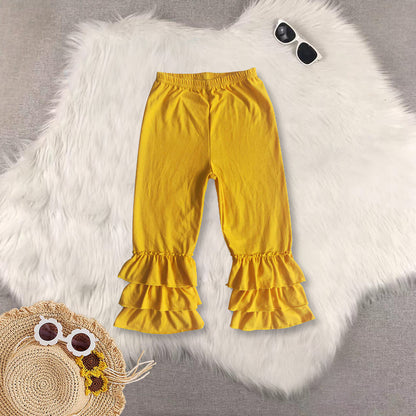Sibling Baby Girls Triple Ruffle Cotton Pants