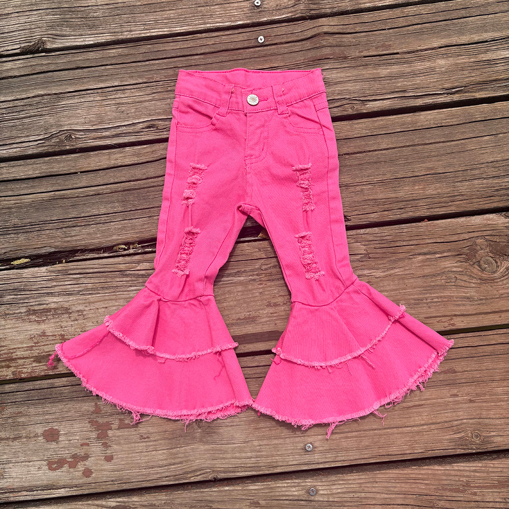 Baby girls western double ruffle jeans