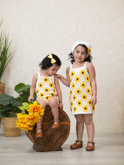 Summer Sunflower Baby Crochet Romper