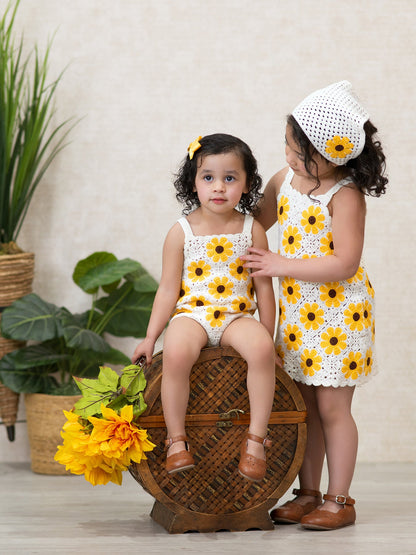 Summer Sunflower Baby Crochet Romper