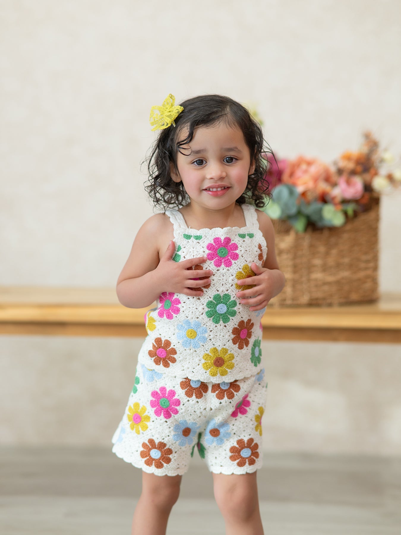 Summer Crochet Floral Girl Set