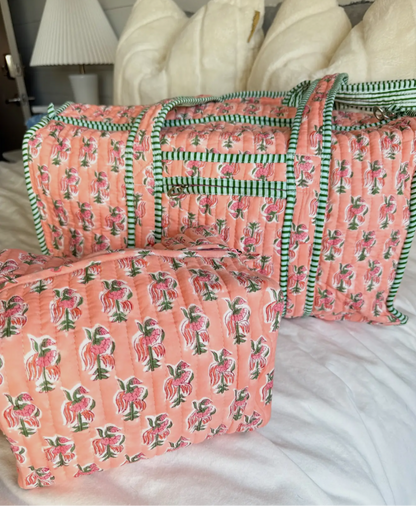 Quilted Block-Print Duffel Bag