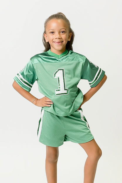 Green and White Sequin Jersey