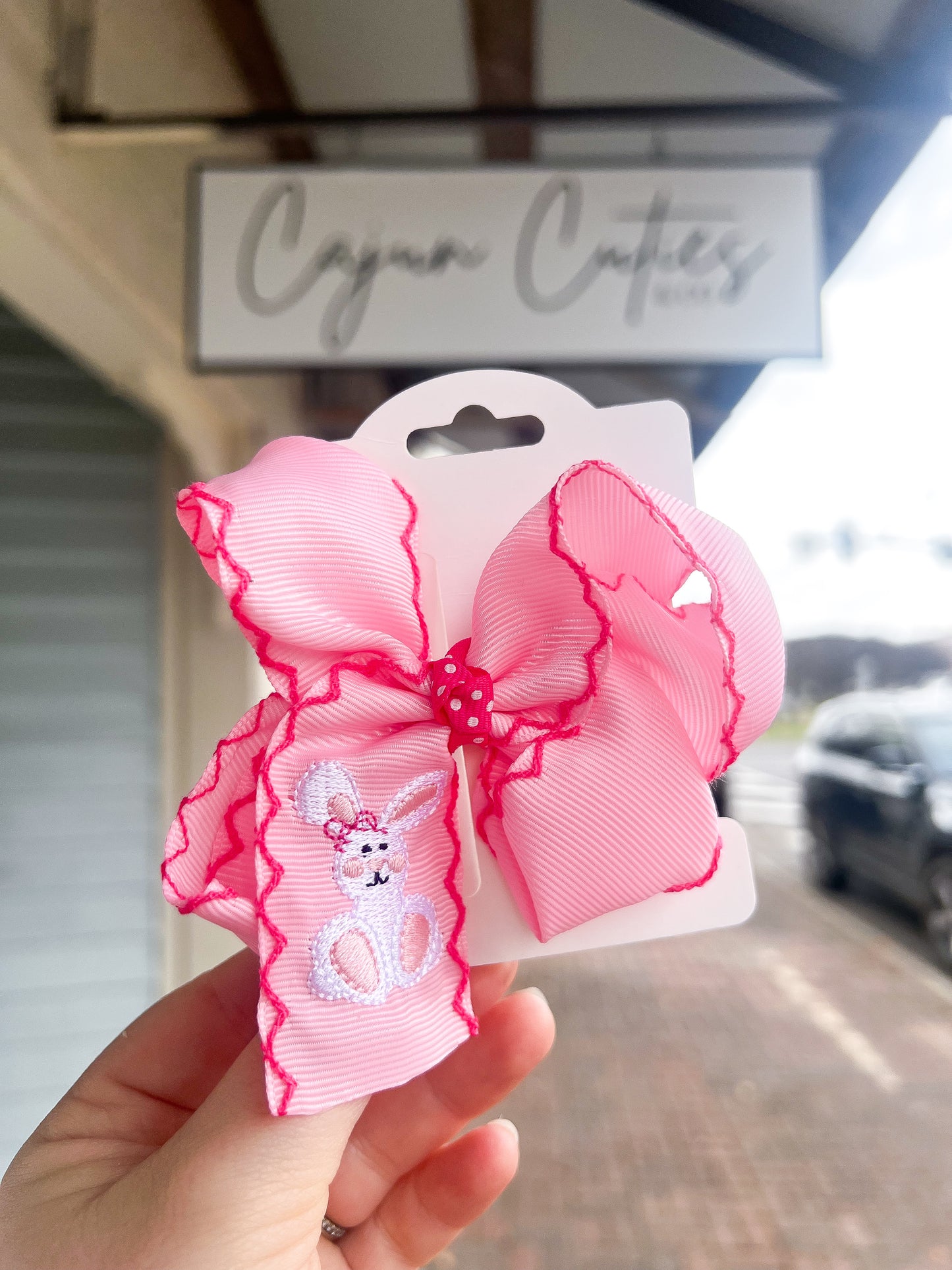 Pink Easter Bunny Bow