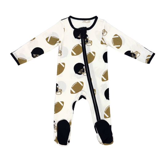 Baby Football Fever Romper - Black and Gold
