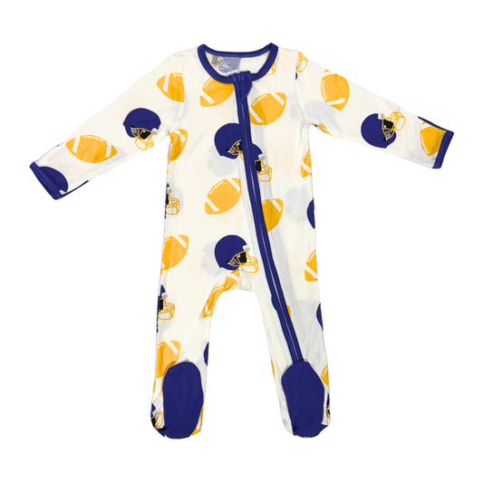 Baby Football Fever Romper - Purple and Yellow