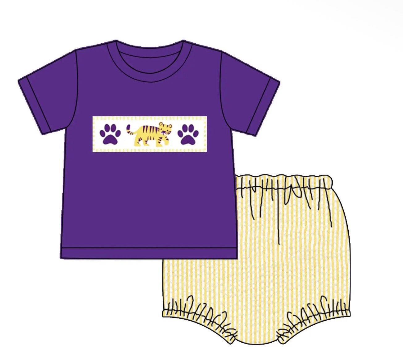 Seersucker Tiger Diaper Set