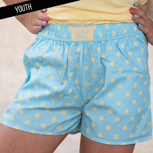 Lulu polka dots light blue / butter shorts