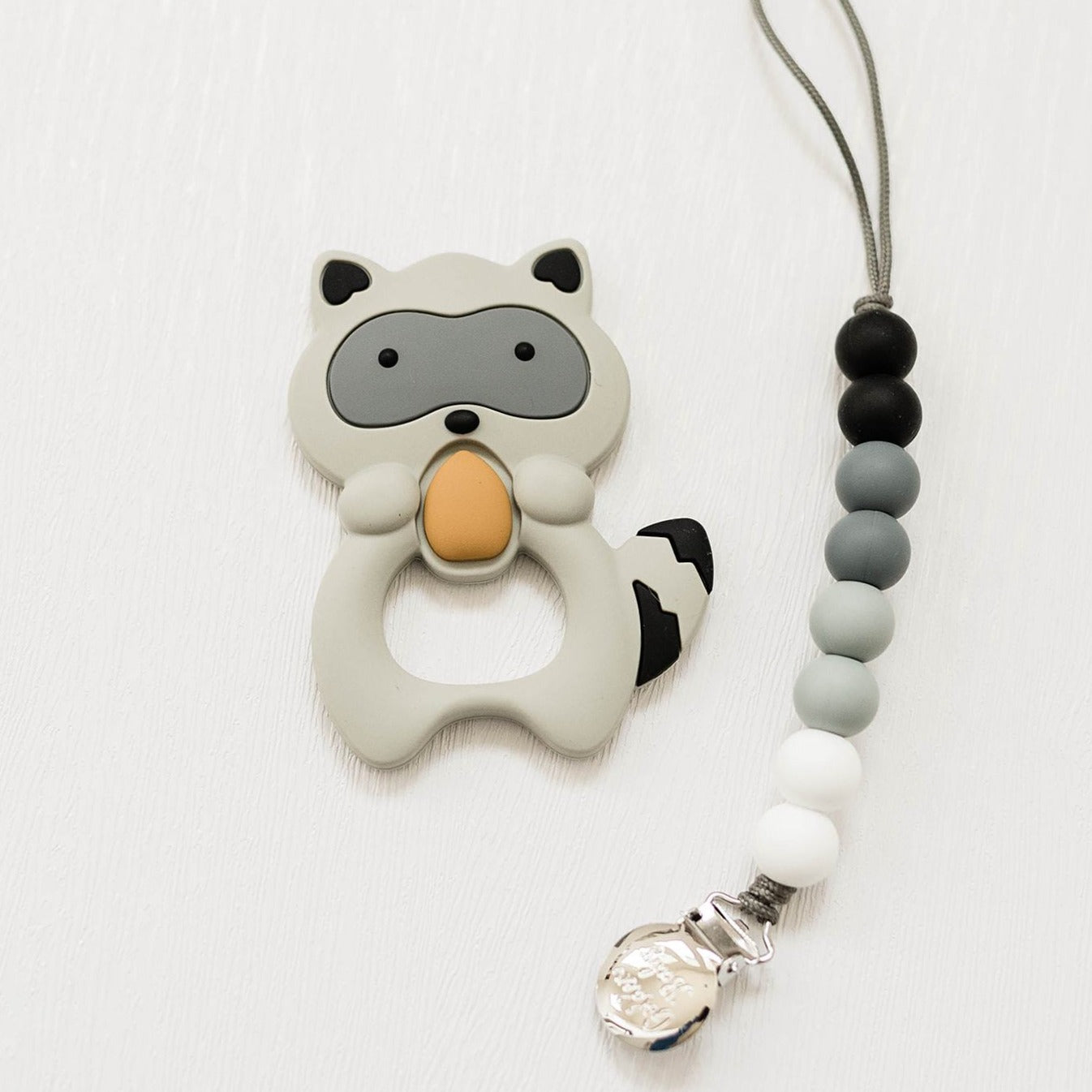 Raccoon Teether Set // Gray