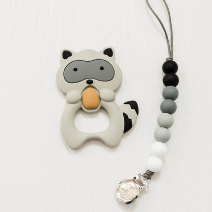 Raccoon Teether Set // Gray
