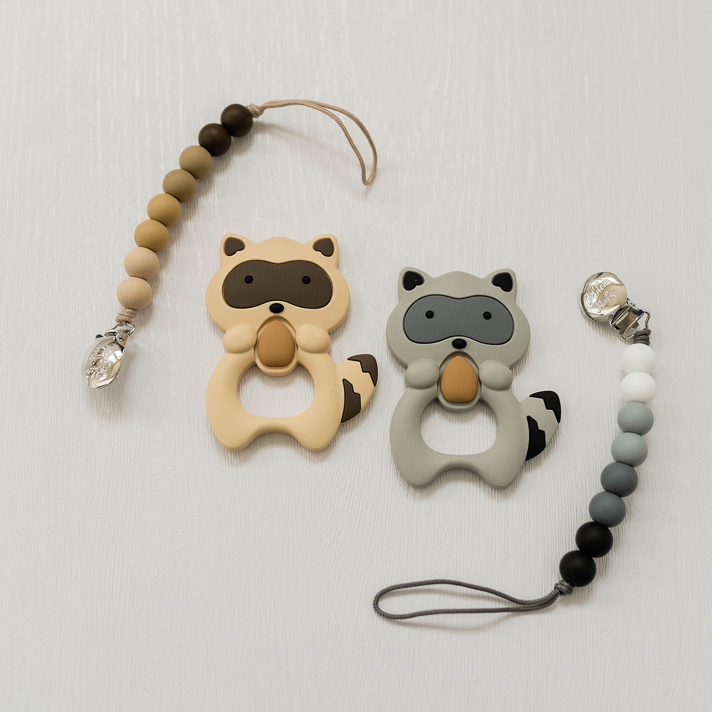 Raccoon Teether Set // Brown
