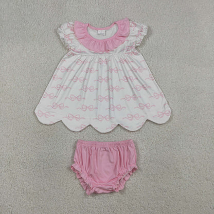 Sibling Baby Girls Bows Bamboo Pajamas Set Hoodies Jacket Bummies Set