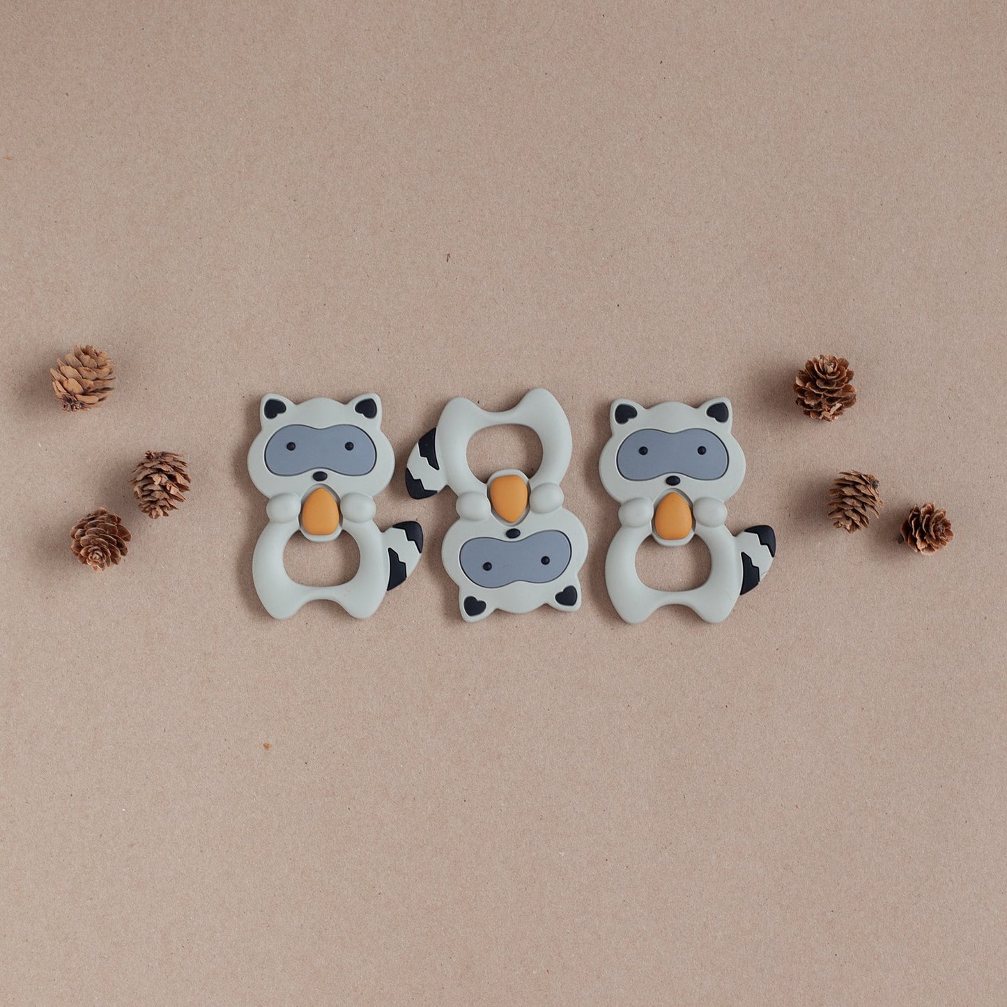 Raccoon Teether Set // Gray