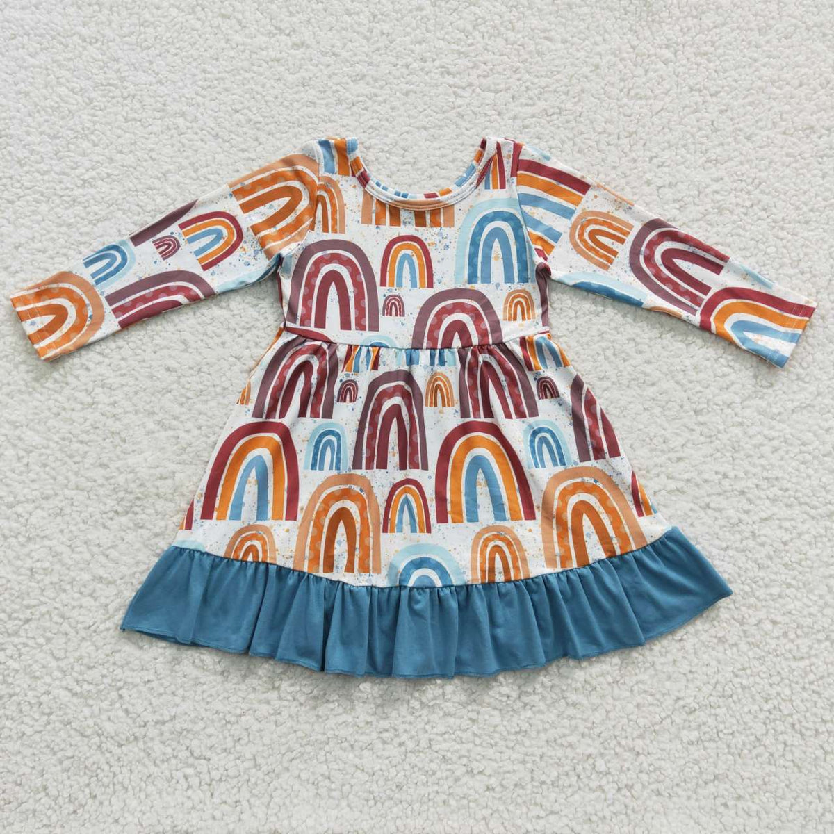 Sibling Baby Girls Colorful Rainbows Stars Plaid Knee Length Dresses