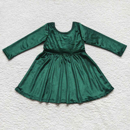 Sibling Baby Girls Christmas Ruffle Velvet Knee Length Dresses