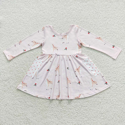 Sibling Baby Girls Santa Gingerbread Candy Cane Pockets Christmas Knee Length Dresses