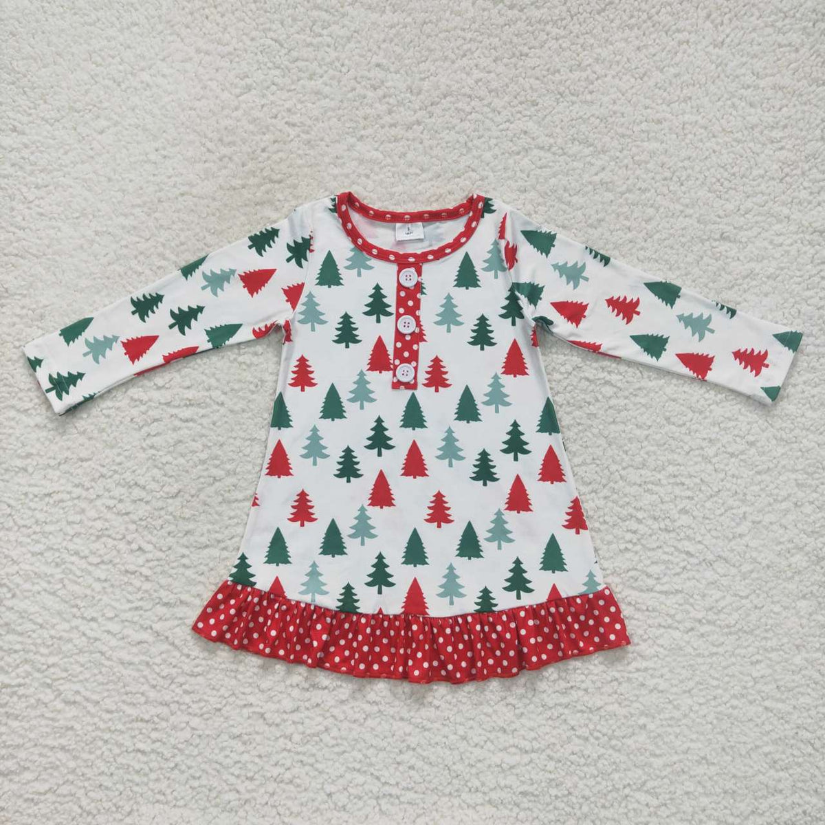 Sibling Baby Girls Bows Holly Trees Plaid Christmas Ruffle Knee Length Dresses