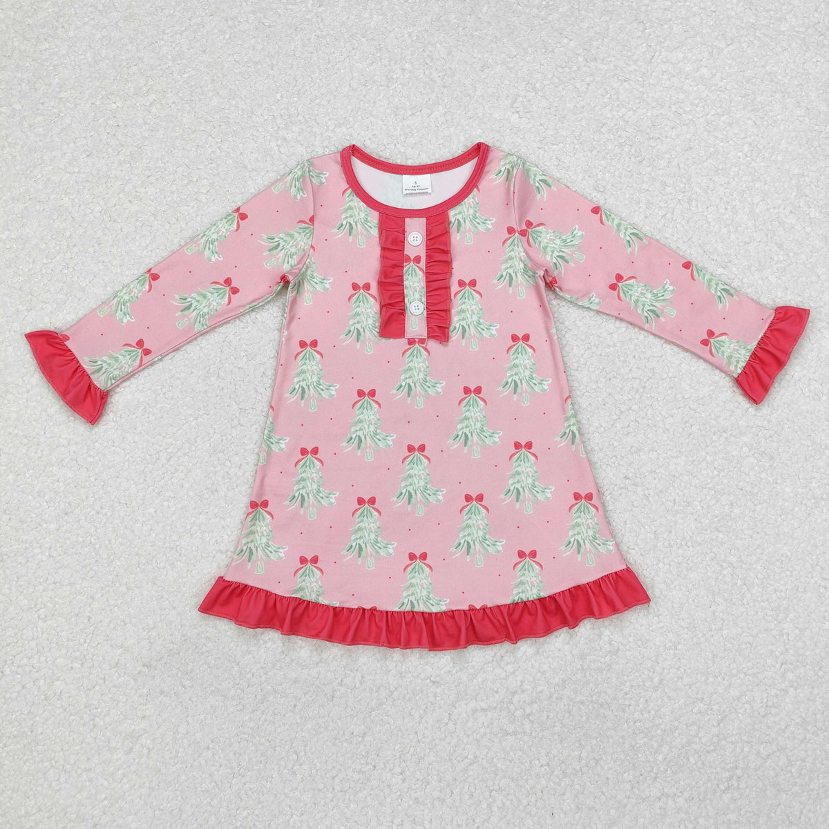 Sibling Baby Girls Bows Holly Trees Plaid Christmas Ruffle Knee Length Dresses